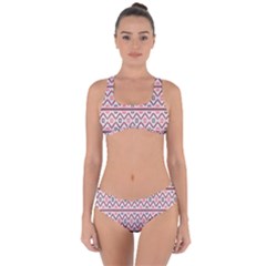 Red Flower Star Patterned Criss Cross Bikini Set by Alisyart