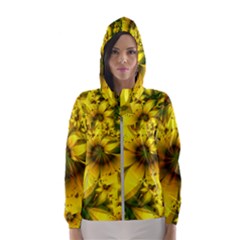 Beautiful Yellow-green Meadow Of Daffodil Flowers Hooded Wind Breaker (women) by jayaprime