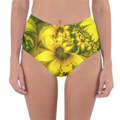 Beautiful Yellow-green Meadow Of Daffodil Flowers Reversible High-waist Bikini Bottoms by jayaprime