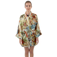 Seamless Vintage Design Long Sleeve Kimono Robe by Celenk