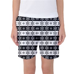 Snowflakes - Christmas Pattern Women s Basketball Shorts by Valentinaart