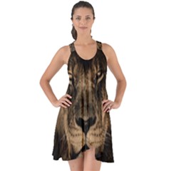 African Lion Mane Close Eyes Show Some Back Chiffon Dress by Celenk