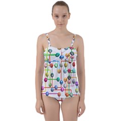 Icon Media Social Network Twist Front Tankini Set by Celenk