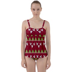 Christmas Angels  Twist Front Tankini Set by Valentinaart