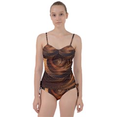 Brown, Bronze, Wicker, And Rattan Fractal Circles Sweetheart Tankini Set by jayaprime