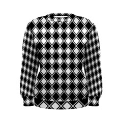 Black White Square Diagonal Pattern Seamless Women s Sweatshirt by Celenk