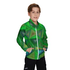 Green Triangle Background Polygon Wind Breaker (kids) by Celenk