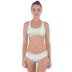 Green Square Background Color Mosaic Criss Cross Bikini Set by Celenk