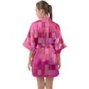 Pink Square Background Color Mosaic Quarter Sleeve Kimono Robe View2