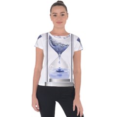 Time Water Movement Drop Of Water Short Sleeve Sports Top  by Celenk
