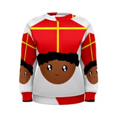 Cutieful Kids Art Funny Zwarte Piet Friend Of St  Nicholas Wearing His Miter Women s Sweatshirt by yoursparklingshop