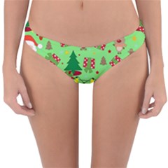Santa And Rudolph Pattern Reversible Hipster Bikini Bottoms by Valentinaart