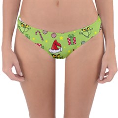 Grinch Pattern Reversible Hipster Bikini Bottoms by Valentinaart