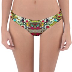 Chicken Monkeys Smile In The Floral Nature Looking Hot Reversible Hipster Bikini Bottoms by pepitasart