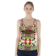 Chicken Monkeys Smile In The Floral Nature Looking Hot Racer Back Sports Top by pepitasart