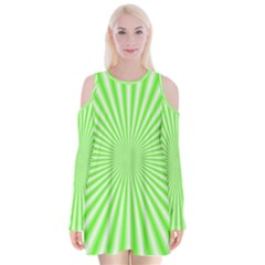 Pattern Velvet Long Sleeve Shoulder Cutout Dress by gasi