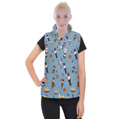 Pilgrims And Indians Pattern - Thanksgiving Women s Button Up Puffer Vest by Valentinaart