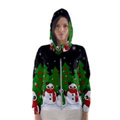 Kawaii Snowman Hooded Wind Breaker (women) by Valentinaart