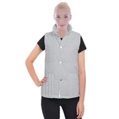 Grey And White Simulated Carbon Fiber Women s Button Up Puffer Vest by PodArtist