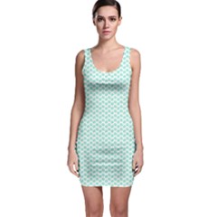 Tiffany Aqua Blue Lipstick Kisses On White Bodycon Dress by PodArtist