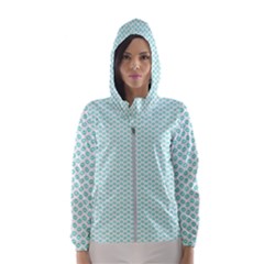 Tiffany Aqua Blue Lipstick Kisses On White Hooded Wind Breaker (women) by PodArtist