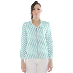 Tiffany Aqua Blue Lipstick Kisses On White Wind Breaker (women) by PodArtist