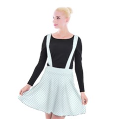 Tiffany Aqua Blue Candy Polkadot Hearts On White Suspender Skater Skirt by PodArtist