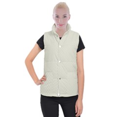 Rich Cream Stitched And Quilted Pattern Women s Button Up Puffer Vest by PodArtist