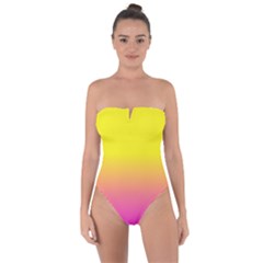 Pattern Tie Back One Piece Swimsuit by gasi