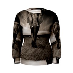Elephant Black And White Animal Women s Sweatshirt by Celenk