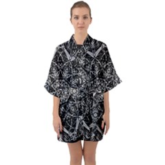 Mandala Psychedelic Neon Quarter Sleeve Kimono Robe by Celenk