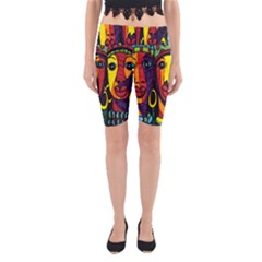 Ethnic Bold Bright Artistic Paper Yoga Cropped Leggings by Celenk