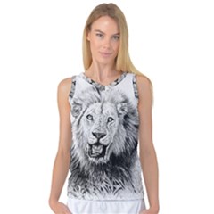 Lion Wildlife Art And Illustration Pencil Women s Basketball Tank Top by Celenk
