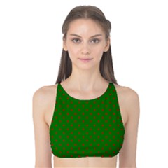 Mini Red Dots On Christmas Green Tank Bikini Top by PodArtist