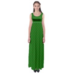 Mini Red Dots On Christmas Green Empire Waist Maxi Dress by PodArtist