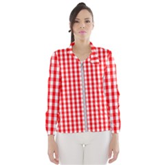 Large Christmas Red And White Gingham Check Plaid Wind Breaker (women) by PodArtist