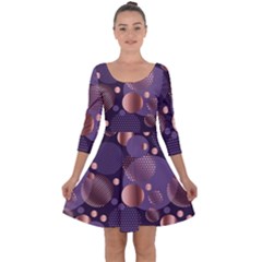 Random Polka Dots, Fun, Colorful, Pattern,xmas,happy,joy,modern,trendy,beautiful,pink,purple,metallic,glam, Quarter Sleeve Skater Dress by NouveauDesign