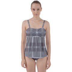 Gray Designs Transparency Square Twist Front Tankini Set by Celenk