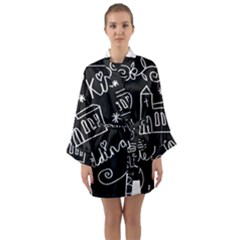 Wedding Chalkboard Icons Set Long Sleeve Kimono Robe by Celenk