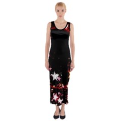 Circle Lines Wave Star Abstract Fitted Maxi Dress by Celenk