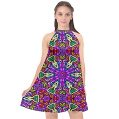 Seamless Tileable Pattern Design Halter Neckline Chiffon Dress  by Celenk