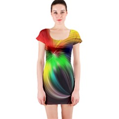 Circle Lines Wave Star Abstract Short Sleeve Bodycon Dress by Celenk