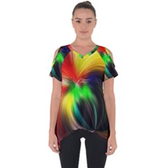 Circle Lines Wave Star Abstract Cut Out Side Drop Tee by Celenk