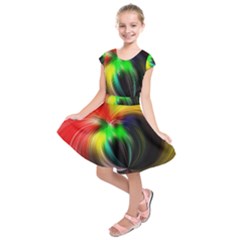 Circle Lines Wave Star Abstract Kids  Short Sleeve Dress by Celenk