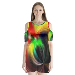 Circle Lines Wave Star Abstract Shoulder Cutout Velvet One Piece by Celenk