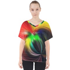 Circle Lines Wave Star Abstract V-neck Dolman Drape Top by Celenk