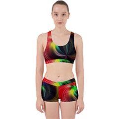 Circle Lines Wave Star Abstract Work It Out Sports Bra Set by Celenk
