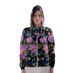Beautiful Floral Pattern Hooded Wind Breaker (women) by allthingseveryone