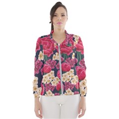 Pink Roses And Daisies Wind Breaker (women) by allthingseveryone