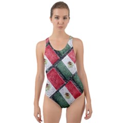 Mexican Flag Pattern Design Cut-out Back One Piece Swimsuit by dflcprints